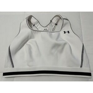Under Armour Women's HeatGear Workout Sports Bra White Gym Activewear Top Size L